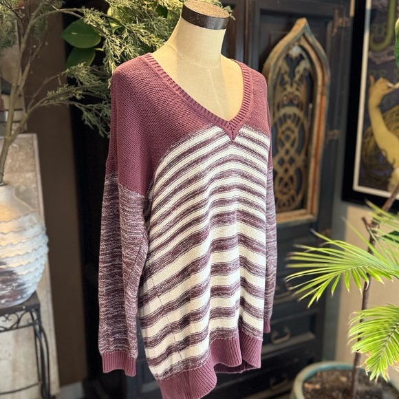 Urban Outfitters oversized slouchy v-neck stripped sweater - Picture 14 of 16